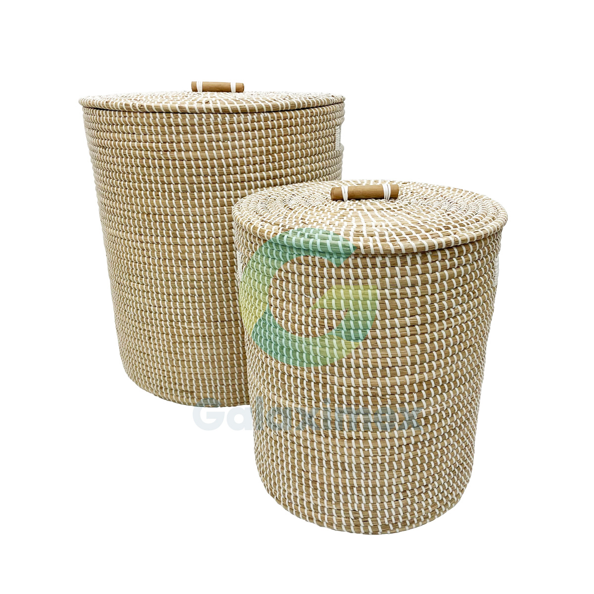 Round seagrass laundry baskets with lid Galaximex