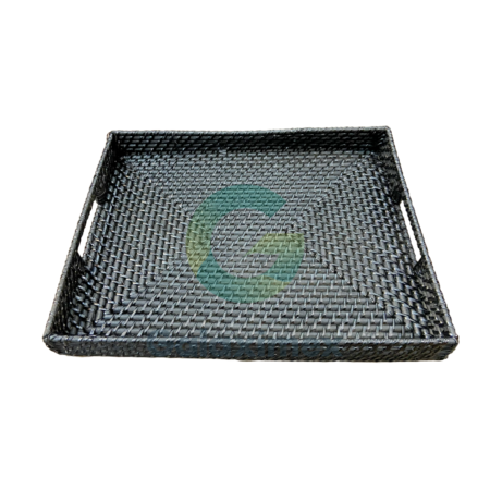 Rect black rattan trays