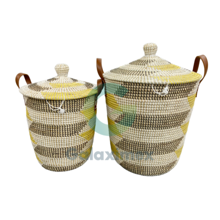 Black-yellow-seagrass-lidded-hamper-baskets