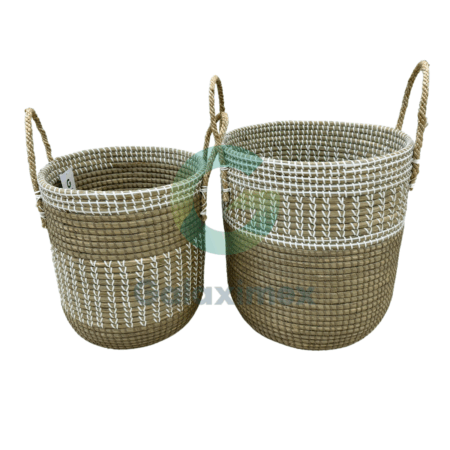 Seagrass-Storage-Basket-with-V-Pattern