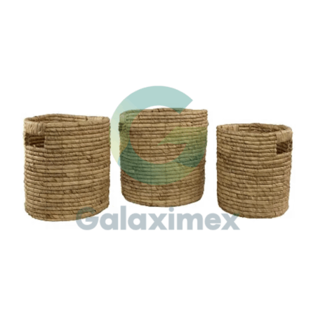 Set of 3 Hyacinth Baskets | Stackable Woven Bins for Closet Organization