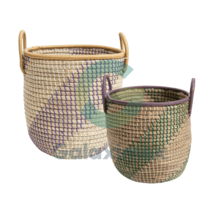 Decorative Woven Gift Basket with Handles